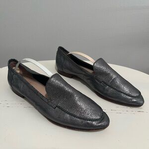 Kate Spade Flats Size 7 1/2 Carima Anthracite Crackled Metallic Loafer Preowned